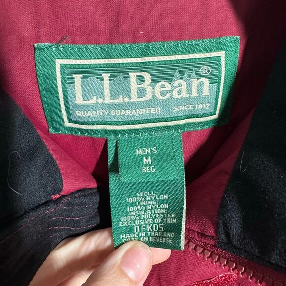 L.L.Bean Men's Performance Fleece-Lined Windbreaker Jacket M Red Gorpcore Outdoo - Picture 11 of 12